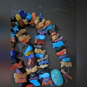 Multicolor Stone Fish Bead Necklace for Fish Lovers